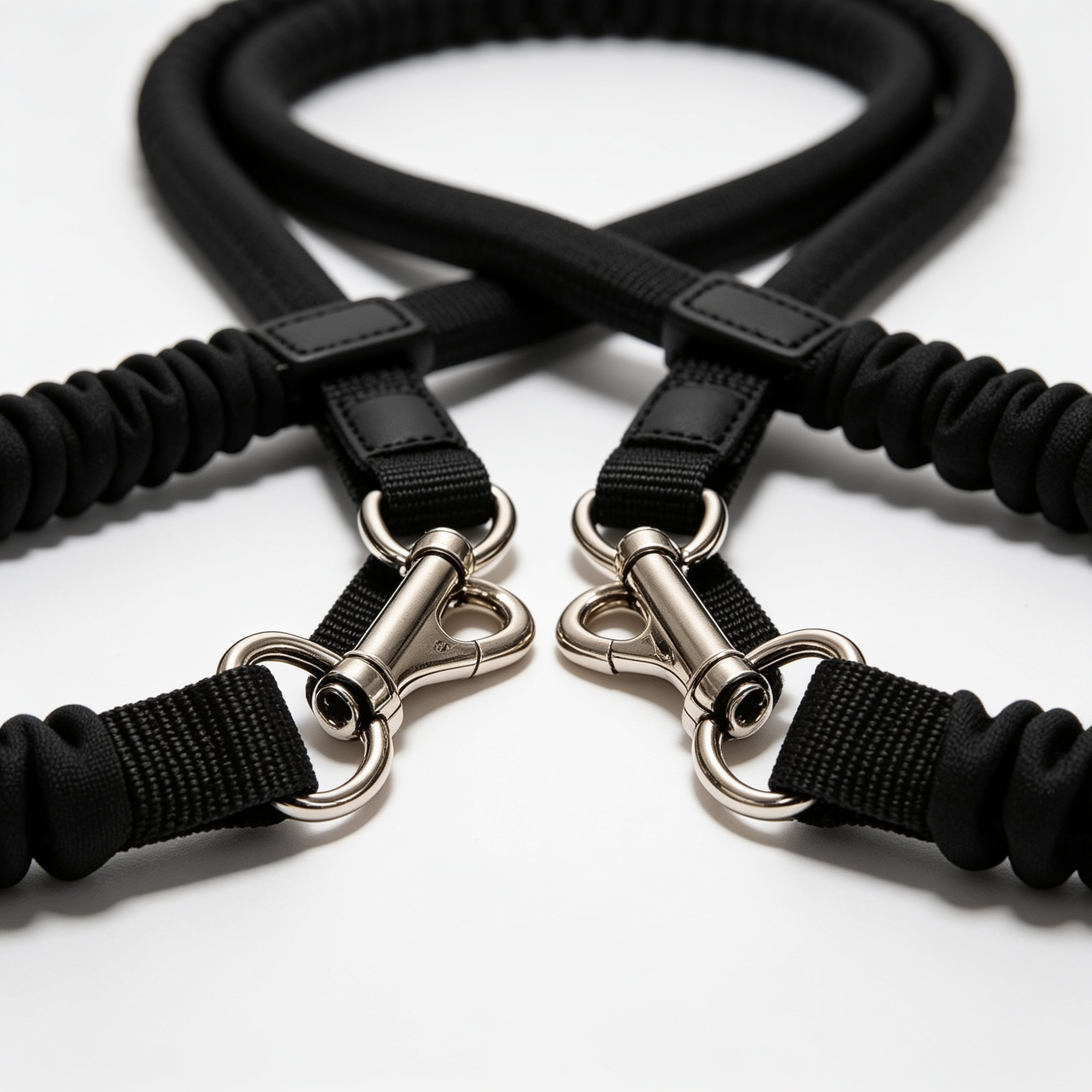 ClaudioPet Double Dog Leash, Dual Dog Leash, 360° Swivel Tangle Free Bungee Walking Training for Large Medium Dogs, Shock Absorbing Bungee Reflective for Two Dogs, 18~120 lbs, Black