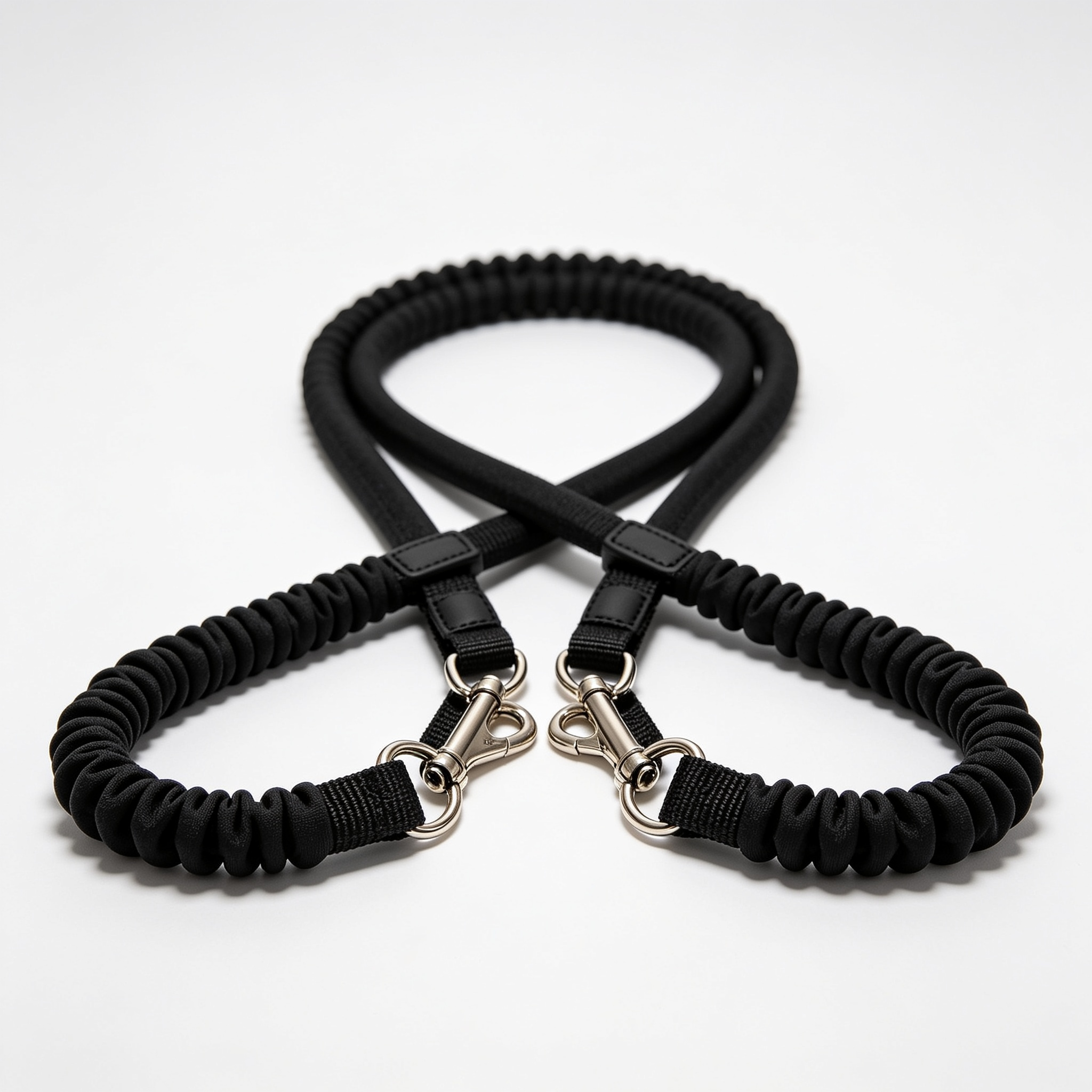 ClaudioPet Double Dog Leash, Dual Dog Leash, 360° Swivel Tangle Free Bungee Walking Training for Large Medium Dogs, Shock Absorbing Bungee Reflective for Two Dogs, 18~120 lbs, Black