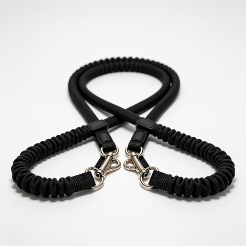 ClaudioPet Double Dog Leash, Dual Dog Leash, 360° Swivel Tangle Free Bungee Walking Training for Large Medium Dogs, Shock Absorbing Bungee Reflective for Two Dogs, 18~120 lbs, Black
