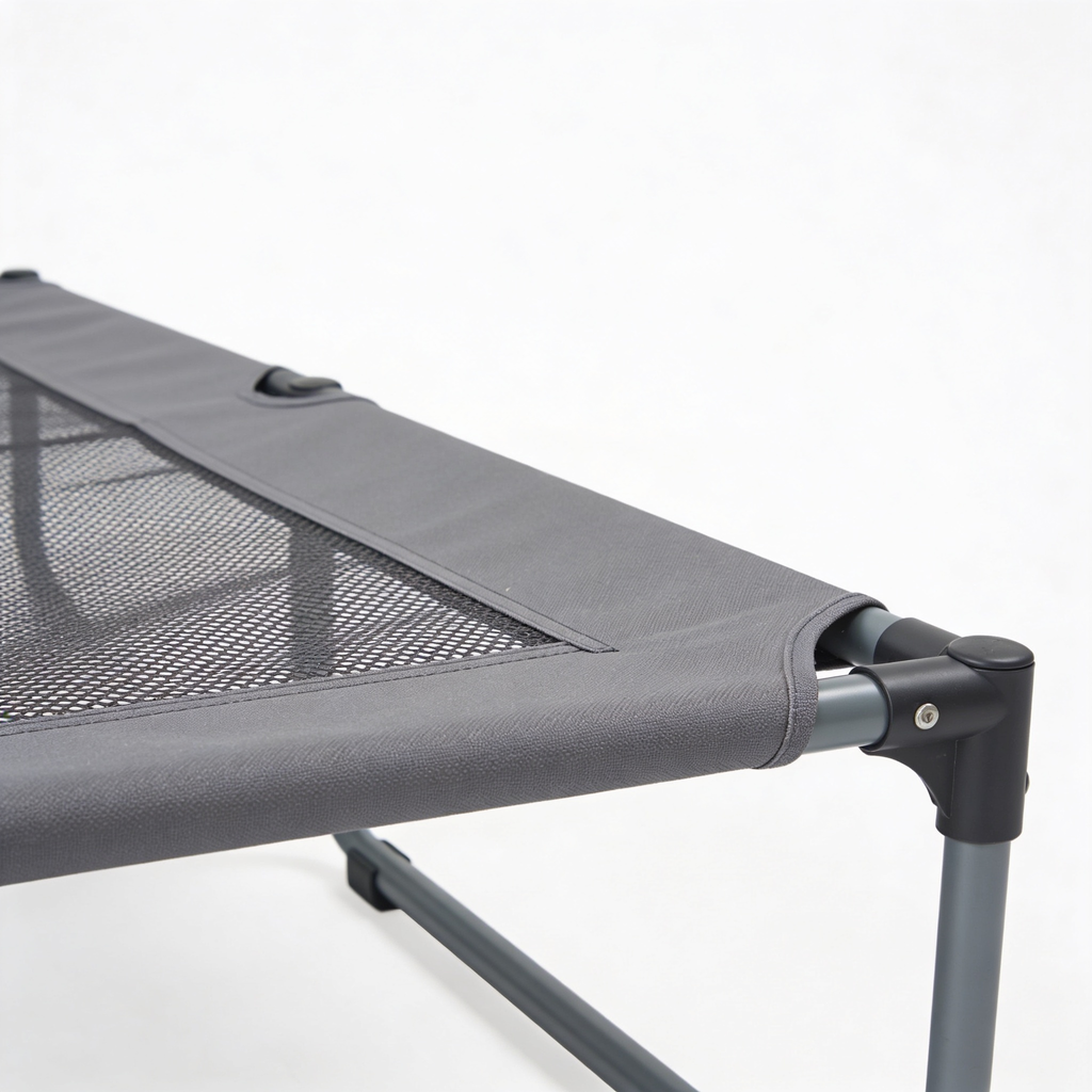 ClaudioPet Outdoor Elevated Dog Bed Medium Size Dog, Portable Indoor & Outdoor Cooling Raised Cot Pet Hammock Bed with Skid-Resistant Feet, Frame with Breathable Mesh, Grey, 43 inches